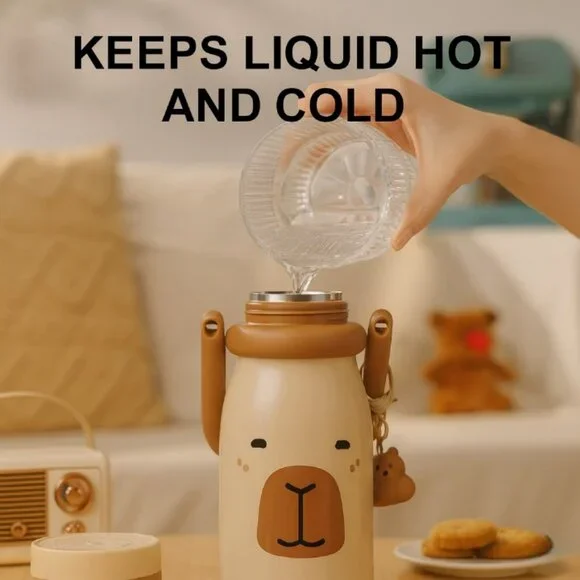 Diller Capybara Thermal Flask Water Bottle Kids School Christmas Gift - Picture 3 of 11